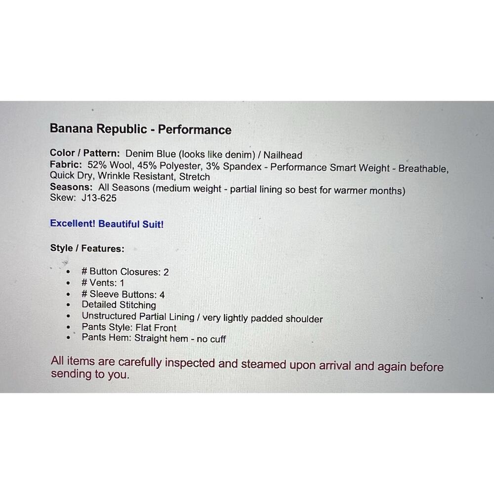 Banana Republic 40L 36x31 Slim Fit Blue Denim Look Unstructured Performance - Picture 2 of 16